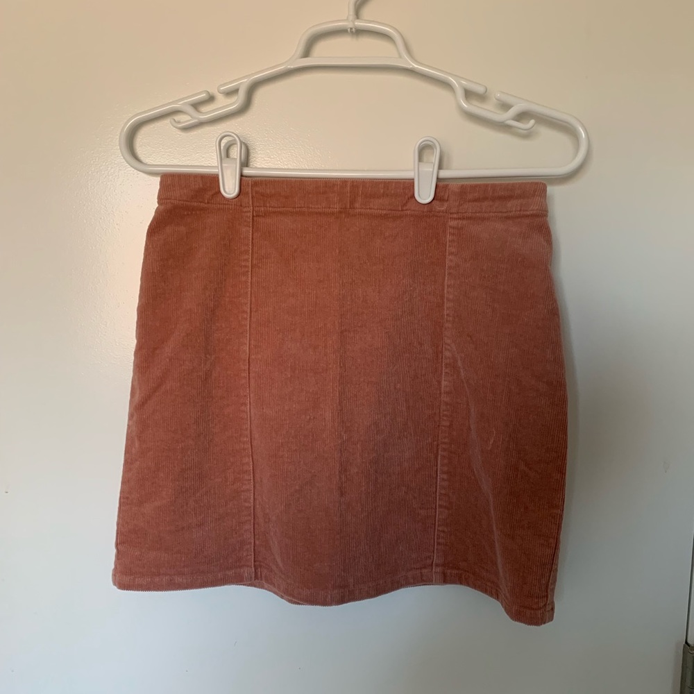 Coral Corduroy Mini Skirt